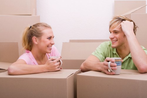 Carefully packed residential items ready for moving.